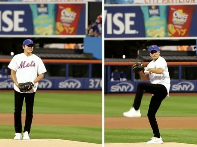 Actor Jang Dong Gun, show off the perfect pitching form with a major ball startceremony.