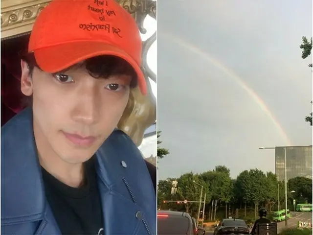 Rain (Bi) posted a photo of the rainbow with the comment ”There was somethinggood”, and speculation