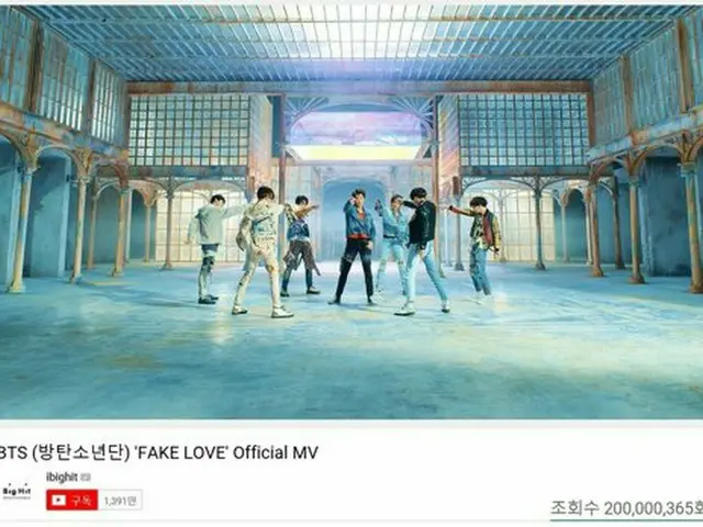 BTS, 'FAKE LOVE' broke through 200 million views in 44 days from release.