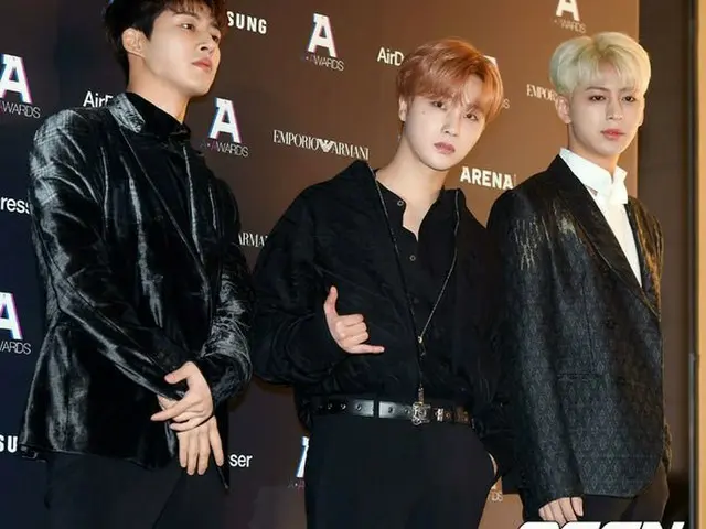 iKON B.I & Jinan & Unyon attended the "12th A-Awards" photo call event. On the a