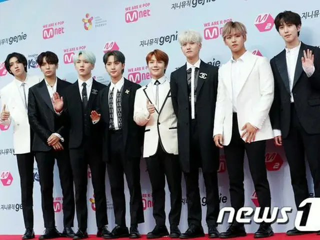 PENTAGON attends the "2019 M2 X GENIE MUSIC AWARDS" red carpet event. One aftern