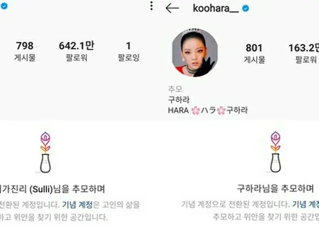 The late Sulli, Ku Hara (KARA) and Instagram switch to memorial accounts. This f