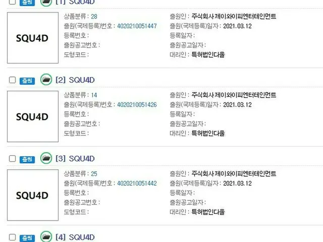 JYP Entertainment filed trademark application for "SQU4D". Fans are expressing e