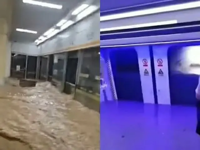 Record heavy rain in central China. In some cases, the subway is flooded and pas