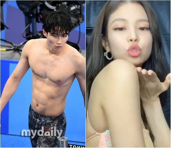 "New Marine Boy" swimmer Hwang Sung-woo, "hands are shaking" after cheering from JENNIE (BLACKPINK)