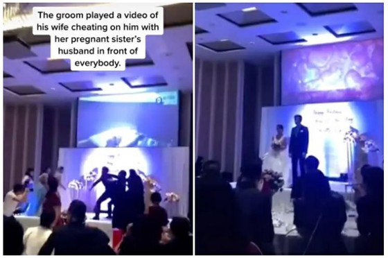 Scene of bloodshed at wedding ceremony in China... Groom plays "revenge porn" of cheating bride at ceremony = Korean coverage
