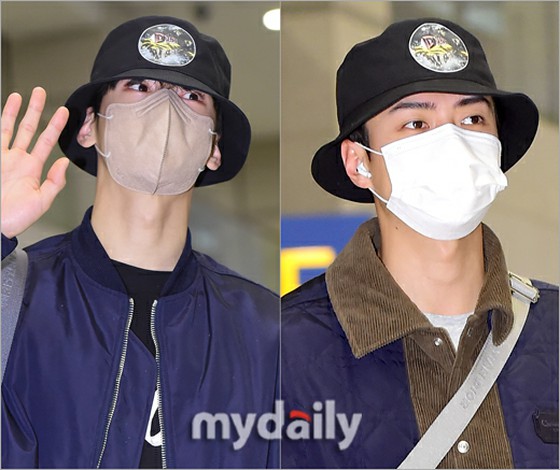 Cha EUN WOO (ASTRO) & SEHUN (EXO) return from Egypt in a style like "twin coordination"... matching hats Hot Topic