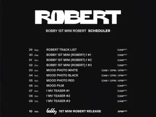 “October 10th comeback” “iKON” BOBBY, 1ST MINI “ROBERT” scheduler released