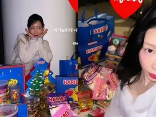 Tae Yeon (SNSD (Girls' Generation)) is thrilled to receive a houseful of gummy bears... "Receiving love is happiness."