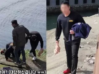 A young man in South Korea risked his life by jumping into the sea after mistaking a baby doll for a human.