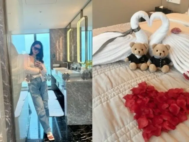 Actress Song Yeji-in, next to a teddy bear that resembles her husband HyunBin... a goddess visiting Taiwan