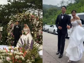 Actress Park HaNa and basketball team coach Kim Tae-sul reveal romantic wedding ceremony