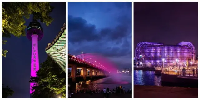 「BLACKPINK」の帰還、ソウルのランドマークをピンク色の光で染めた