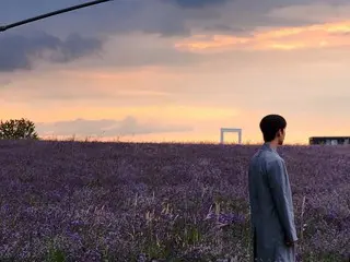 Actor Kim Soo Hyun in the lavender field in the final scene of "Queen of Tears"...