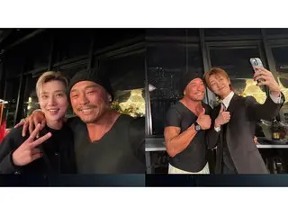 Yoshihiro Akiyama releases a photo of himself with SEVENTEEN's Joshua and THE 8... "I've got a new little brother"